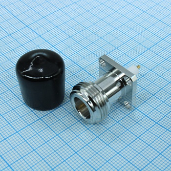 N-P245 - Разъем высокочастотный, гнездо N на корпус, фланец под 4 винта, центр. жила под пайку