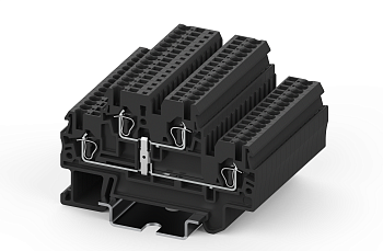 Этажная клемма TCD1.5-2-PV - Этажная клемма, межэтажное соединение, тип фиксации провода: пружинный, номинальное сечение: 1,5 мм кв., 16A, 500V, ширина: 3,5 мм, цвет: черный, тип монтажа: DIN 35