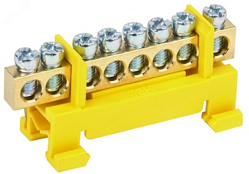 Шина PE "земля" на DIN-изол. "Стойка" ШНИ-6х9-8-С-Ж YNN10-69-8P-K05