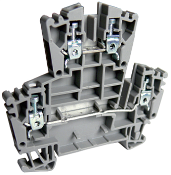 Этажная клемма UKJ-W2.5/2-2 - Этажная клемма, тип фиксации провода: винтовой, номинальное сечение: 2,5 мм кв., 24A, 400V, ширина: 5,2 мм, цвет: серый, тип монтажа: DIN 35