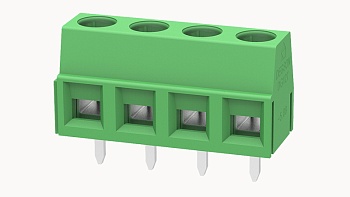 PCB клемма DG127-5.08-04P-14 - Клемма PCB, на плату, пайка, шаг 5,08 мм, 4 полюса, угол монтажа 90 гад., сечение проводников: 0.75-1.5 мм кв., винтовая фиксация провода, 250V, 15А, цвет: зеленый, серия DG127