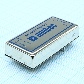 AM15EW-4805SIZ - DC/DC, 15Вт, вход 18…75В, выход 5В/3А, изоляция 1500В DC, КПД 80%, максимальная емкостная нагрузка не более 4700мкФ, вход On/Off, 2x1", 50.8x25.4x10.5мм, -40…85°C, металл