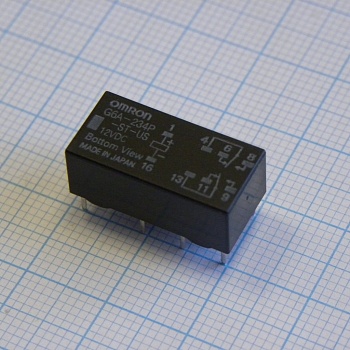 G6A-234P-ST-US-12VDC - Сигнальное реле 2А две контактных группы на переключение катушка 12В  (20.2х10.1х8.4)мм монтаж в отверстие