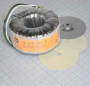 58-0125-030-S - Тороидальный трансформатор 125ВА 230В 30В 4,167A (94x46мм)