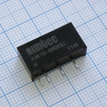 AM1DR-0505S-NZ - DC/DC, 1Вт, вход 4.75…5.25В, выход 5В/0.15А, изоляция 1000В DC, КПД 67%,  SIP7, 19.6x6x9.5мм, -40…85°C, пластик
