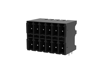 Вилочный разъем на плату MC-DPAN3.5H23-BK-2600 - Вилочный разъем, горизонтальный, 2 этажа, на плату, шаг: 3.5 мм, 23x2 полюса, фиксация на плате пайкой, исполнение: стандартное, 160V, 8A, цвет: черный