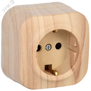 Розетка 1-м ОП GLORY РС20-3-ХС 16А с заземл. сосна ERH11-K34-16