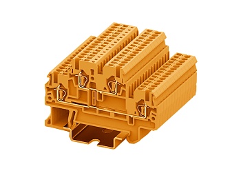 Этажная клемма TCD1.5-2-OG - Этажная клемма, тип фиксации провода: пружинный, номинальное сечение: 1,5 мм кв., 16A, 500V, ширина: 3,5 мм, цвет: оранжевый, тип монтажа: DIN 35