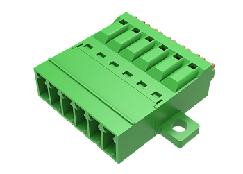 Вилочный разъем на кабель MC-PF3.5H10P-B-0001 - Вилочный разъем, горизонтальный, на кабель, шаг: 3.5 мм, 10 полюсов, фиксация провода push-in, исполнение: с монтажными фланцами, 160V, 8A, цвет: зеленый