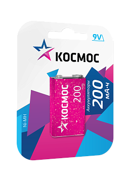 Аккумулятор 6F22 200мА.ч 1BL (блист.1шт) КОСМОС KOCNI-MH6F22(200mAh)