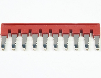 Соединительная перемычка UFBS 10-6 - Соединительная перемычка, втычная, изолированная, 10 полюсов, для клемм: UJ5-4, цвет: красный