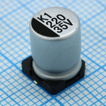 CK035M221F10PKKKV00R - Конденсатор электролитический для поверхностного монтажа 35В 220мкФ ±20% (8х10)мм 2000часов 105°С лента на катушке