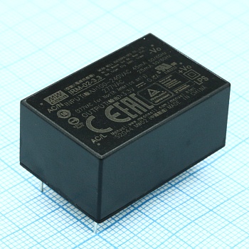IRM-02-3.3 - AC-DC, 2Вт, вход 85…305В AC 47…63 Гц, 120...370B DC, выход 3.3В/600мА, изоляция 3000В AC, в корпусе на плату 33.7х22.2х15мм, -30...+85°C, монтаж в отверстия