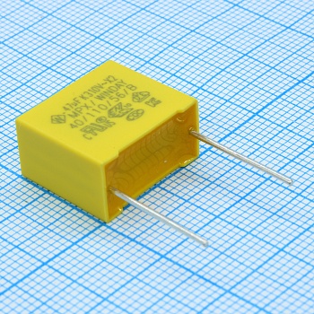 SMXVG474KD5XXAB1515 - Пленочный конденсатор X2, 310VAC,  0.47мкФ ± 10%, размер 18 х 9.5 х 15.5 мм, Р=15 мм, +110°C