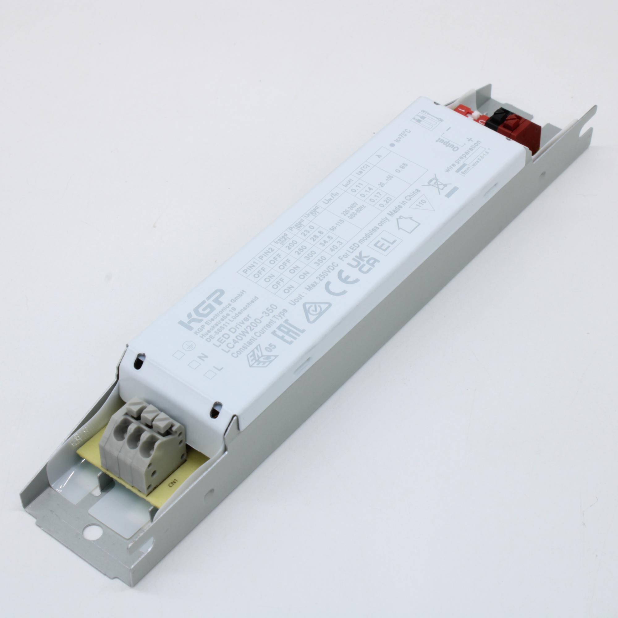 LC40W200-350 - AC-DC преобразователь для LED в кожухе, выход 50...115 В, 0.2...0.35 А, 10...40.3 Вт