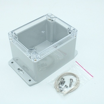 G221CMF - Герметичный корпус из поликарбоната с прозрачной крышкой и фланцем, IP65, светло-серый