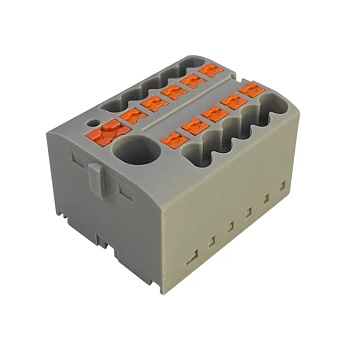 Распределительная клемма JUT15-6-10x2.5-GY - Распределительная клемма, 10 точек подключения, тип фиксации провода: Push-in, номинальное сечение: 2,5 мм кв., 690V, 41A, цвет: серый, тип монтажа: DIN35