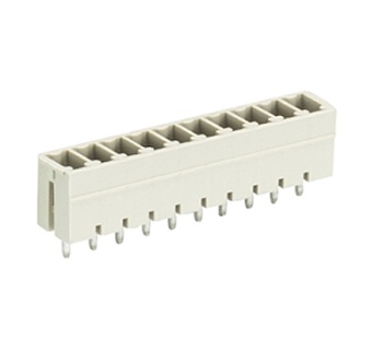 Вилка Wiecon 8513 S / 10 G - Вилочный разъем, вертикальный, на плату, шаг 3,5 мм, 10 полюсов, фиксация на плате пайкой, 250V, 8А, без маркировки, цвет: серый, серия 8513 S G