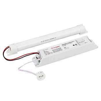 Блок аварийного питания ARJ-EMG-6W-3H-NiCd 024365 - Блок аварийного питания с гальванической развязкой для светильников и мощных светодиодов. Входное напряжение 100-277 VAC. Выходные параметры: 1.8-5.0Вт, 10-90 В, 40-175 mА, PF >0.5, мощность заряда батар