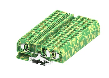 Заземляющая клемма 206957 - Заземляющая клемма, TA6-1-2, 3 точки подключения, тип фиксации провода: пружинный, номинальное сечение: 6 мм кв., ширина: 8 мм, цвет: желто-зеленый, тип монтажа: DIN 35