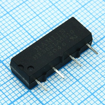 HE3621A0510 - Реле герконовое катушка 5В 500Ом один контакт на замыкание 0.5A (19.05x5.08x7.62)мм монтаж в отверстие