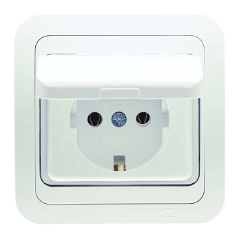 Розетка 1-м СП Mimoza 16А IP20 с крышкой бел./бел. 12029