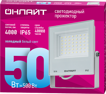 Прожектор светодиодный 90 137 OFL-50-6K-WH-IP65-LED 50Вт 6000К IP65 4000лм бел. 90137