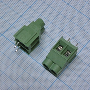 DG636-6.35-02P-14-00A(H) - Винтовой клеммный блок c рельефной обоймой, 2 контакта. Серия DG636-6.35