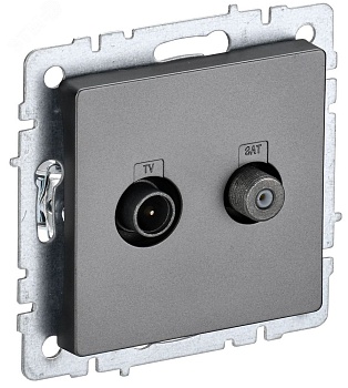 BRITE Розетка двойная TV+SAT РТВ/РСп12-БрС сталь BR-AF20-O-K46