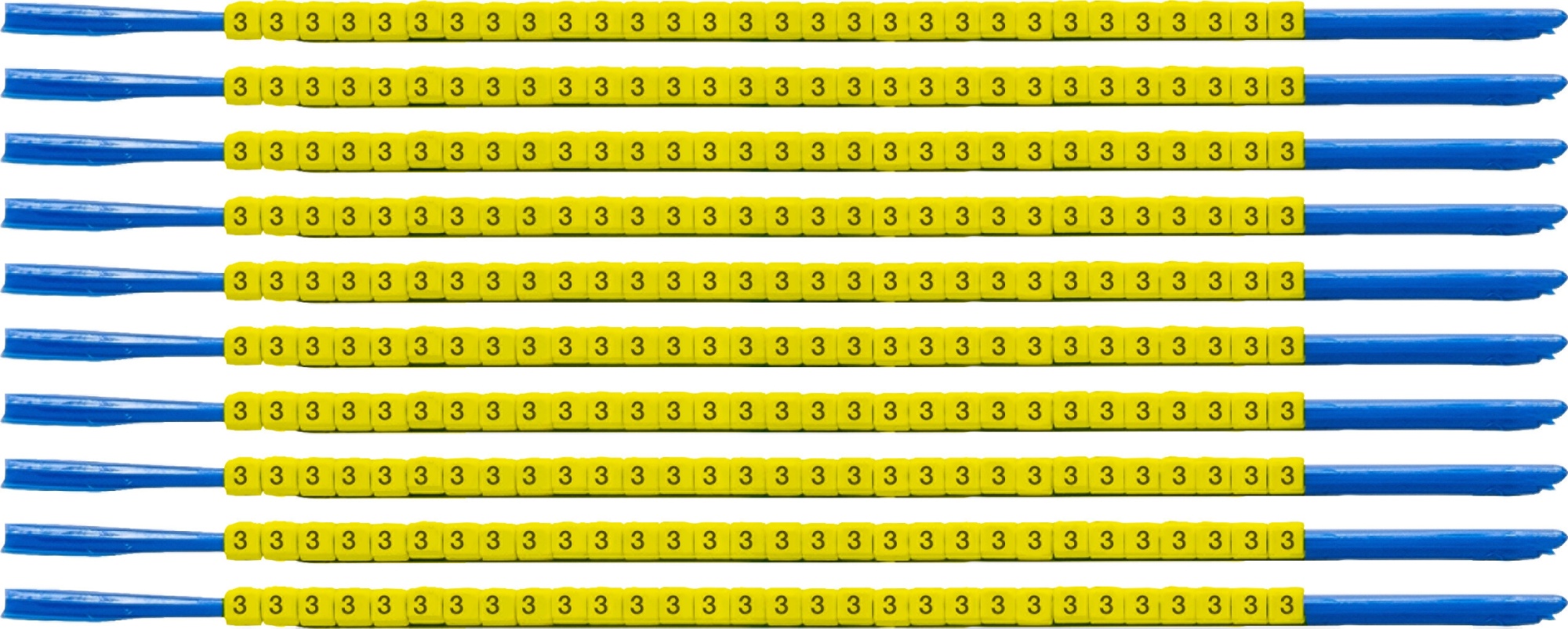 brd333003 - SCNG-07-3 клипсы жёлтые, 300шт/упак, для провода 1,9-2,4мм диаметра, легенда 3