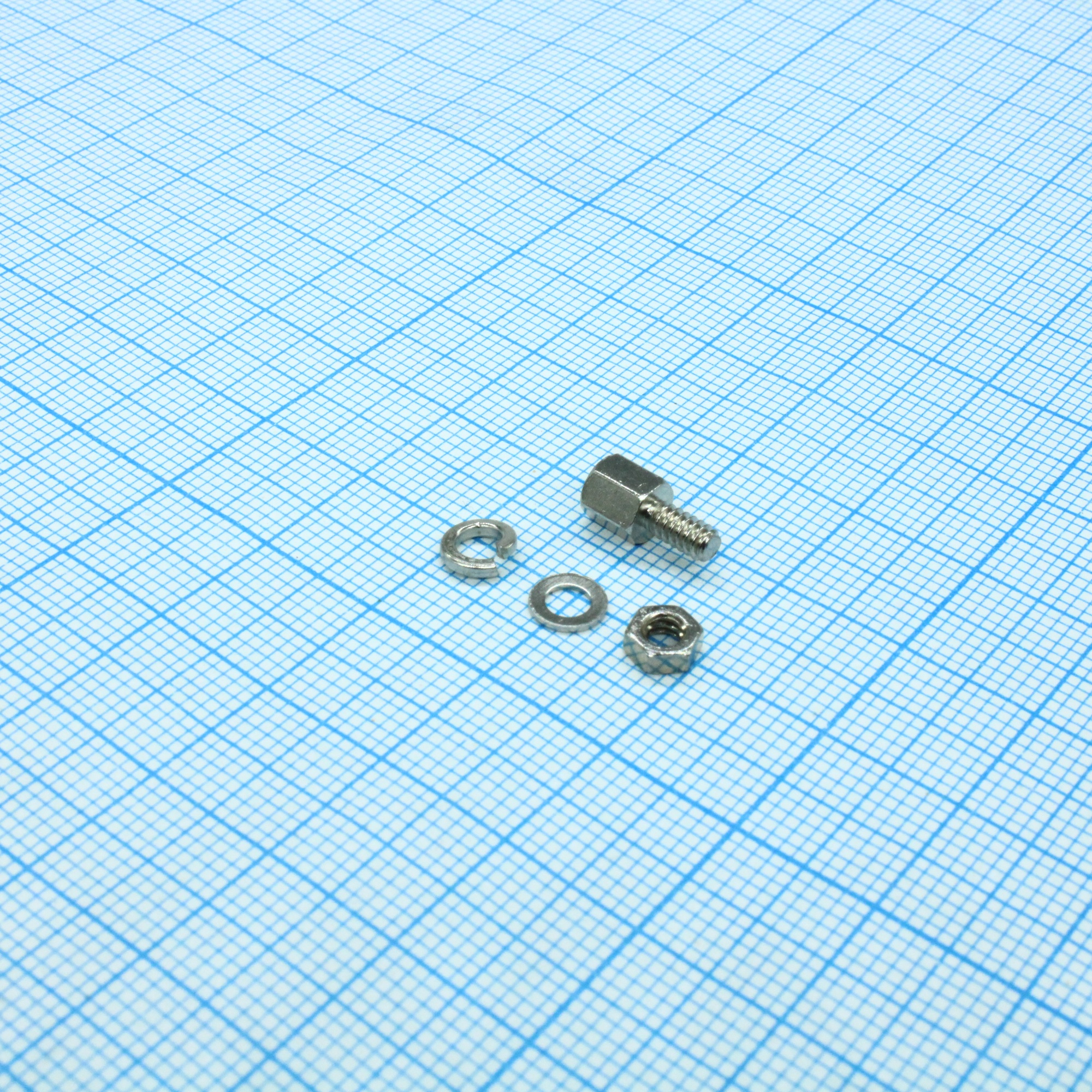 DS1045-01-100004804-A - Комплект крепежа для D-SUB: винт шестигранный L=10мм, гайка, шайба, шайба-гровер / 1set