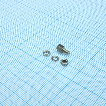 DS1045-01-100004804-A - Комплект крепежа для D-SUB: винт шестигранный L=10мм, гайка, шайба, шайба-гровер / 1set