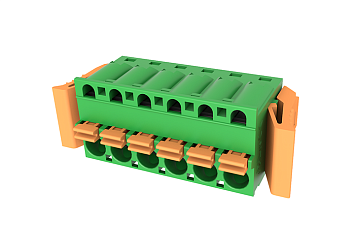 Розеточный разъем на кабель MC-RJ5.0H14P-D-0001 - Розеточный разъем, прямой, на кабель, шаг: 5.0 мм, 14 полюсов, фиксация провода Push-In исполнение: с защелками, 320V, 12A, цвет: зеленый