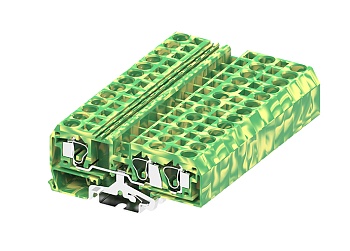 Заземляющая клемма 210957 - Заземляющая клемма, TA10-1-2, 3 точки подключения, тип фиксации провода: пружинный, номинальное сечение: 10 мм кв., ширина: 10 мм, цвет: желто-зеленый, тип монтажа: DIN 35