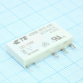 1393236-4 - Силовое реле 6А один контакт на переключение катушка 12В (28x5x15)мм монтаж в отверстие
