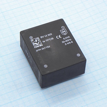 BV UI 303 0170 - Трансформатор питания 6ВА  2*115В, 2x21В , 2x143мА 70/B (43)