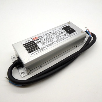 ELG-75-C700A - AC-DC, 74.9Вт, IP65, вход 100…305В AC, 47…63Гц/142…431В DC, ККМ, выход 53…107В/700мА, изоляция 3750В AC, в кожухе 180х63х35.5, -40…+85°С (корпус), рег. выхода