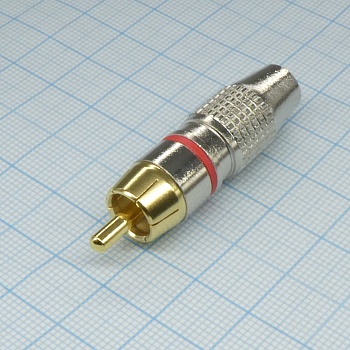 RP-213G-R-DW - RCA штекер кабельный, разъем типа "тюльпан" (зол.)