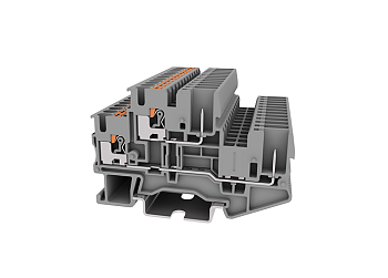 Этажная клемма TPD2.5-2-1-GY - Этажная клемма для подключения разъема, тип фиксации провода: push-in, номинальное сечение: 2,5 мм кв., 32A, 500V, ширина: 5,2 мм, цвет: серый, тип монтажа: DIN 35