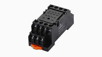 Колодка для реле DPYF14A-E3 - Колодка для реле DRPE-4C, 7A, 300V, фиксация провода: с вилочным наконечником с защитой от прикосновения, пластик, цвет: черный, монтаж на DIN рейку