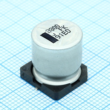 EEVFK0J332Q - Конденсатор алюминиевый электролитический 3300мкФ 6.3В ±20% (12.5 X 13.5мм) для поверхностного монтажа 0.06 Ом 1100мА 2000час 105°С автомобильного применения лента на катушке