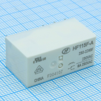 HF115F-A/230-2Z4BF - Реле силовое, 8 А, 230 VAC, DPDT