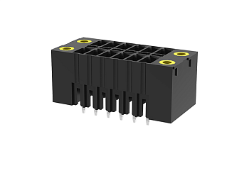 Вилочный разъем на плату MC-DPAN3.5V06-F-BK-2600 - Вилочный разъем, вертикальный, 2 этажа, на плату, шаг: 3.5 мм, 6x2 полюсов, фиксация на плате пайкой, исполнение: с монтажными фланцами, 160V, 8A, цвет: черный