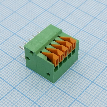 DG141V-2.54-05P-14-00A(H) - Нажимной безвинтовой клеммный блок 5 контактов. Зажим типа торцевой контакт. Серия DG141V-2.54