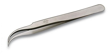 7SASL - Специальная нержавеющая сталь, не магнитится. Утонченный точный изогнутый пинцет. Для легкого удержания в ограниченном пространстве, длина 120 мм, 15 г. Экономичный вариант модели 7SA