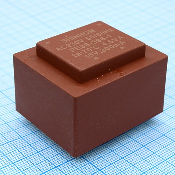 PE381396-1 - Трансформатор питания 4.5ВА  230В 15В/300мА ta 70°C/B (EI 38/13.6) 28мм