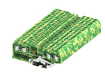Заземляющая клемма 204947 - Заземляющая клемма, TA4-2-2, 4 точки подключения, тип фиксации провода: пружинный, номинальное сечение: 4 мм кв., ширина: 6 мм, цвет: желто-зеленый, DIN 35
