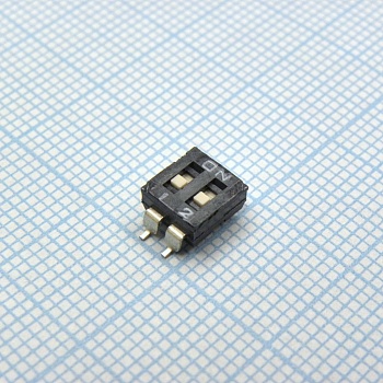 DMR-02-V - Движковый переключатель 2 группы SMD монтаж 2.54мм 25мА 24В
