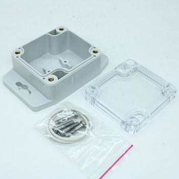 G201CMF - Герметичный корпус из поликарбоната с прозрачной крышкой и фланцем, IP65, светло-серый