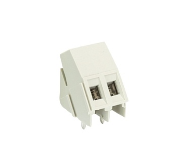 Клемма Wiecon 8135 / 2 ZN OB - Клемма на печатную плату, подвод кабеля по углом 35 гр., с маркировкой, с изолирующей пластиной, 2 полюса, шаг: 5,00 мм, винтовая фиксация провода, 300V, 16А, цвет: серый, серия 8135